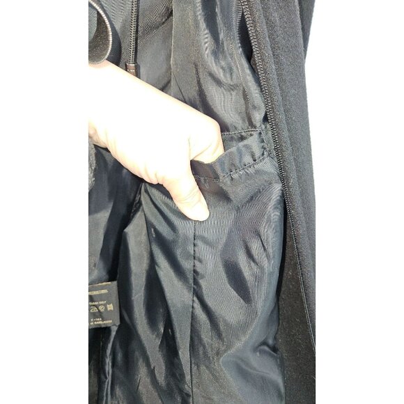 Fleet Street Wool Hooded Jacket Black Plaid Lined Wool Zip Coat Womens Petite PL - Picture 8 of 12